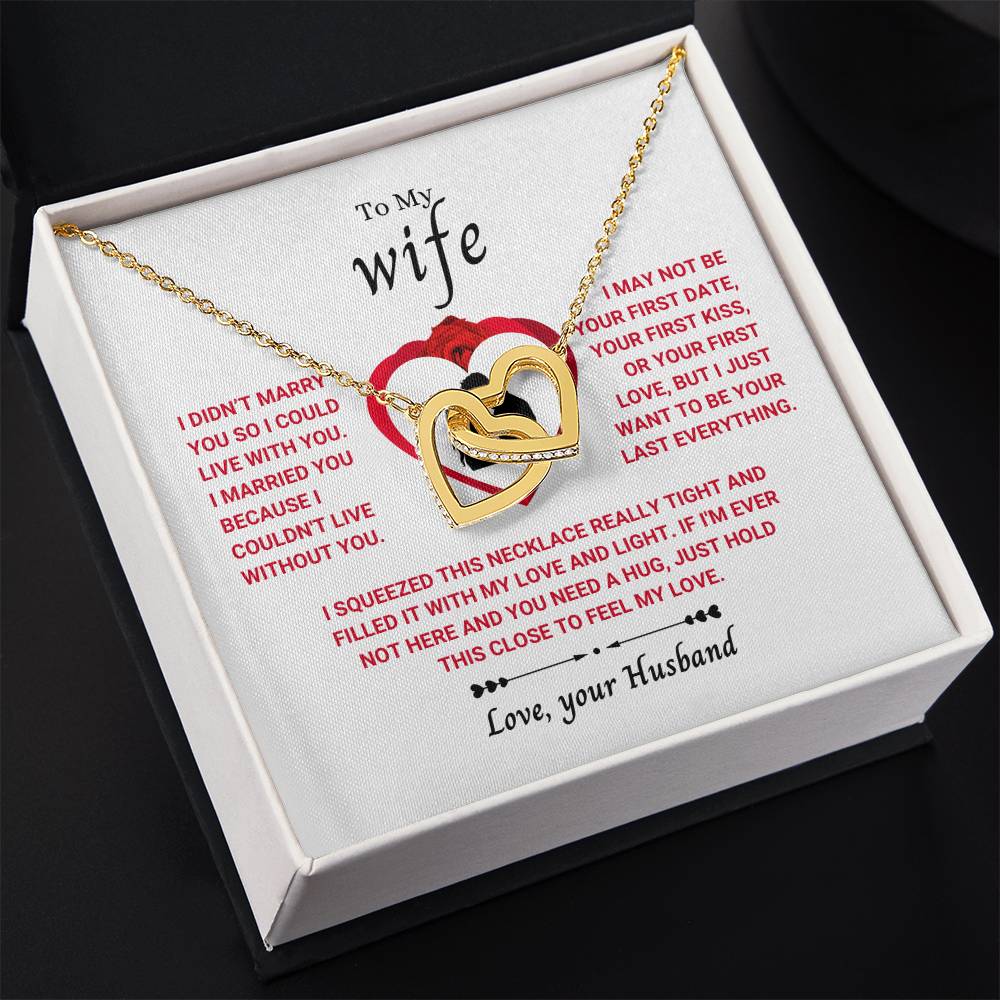To My Wife Necklace - Meaningful Jewelry Gift from Husband for Valentine’s Day & Anniversary - Interlocking Hearts Necklace