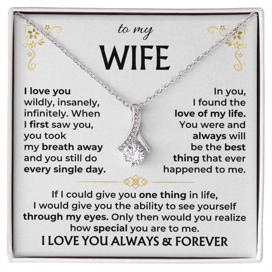 To My Wife Necklace - Romantic Everyday Jewelry Gift from Husband for Birthday, Valentine’s Day & Just Because - Alluring Beauty Necklace