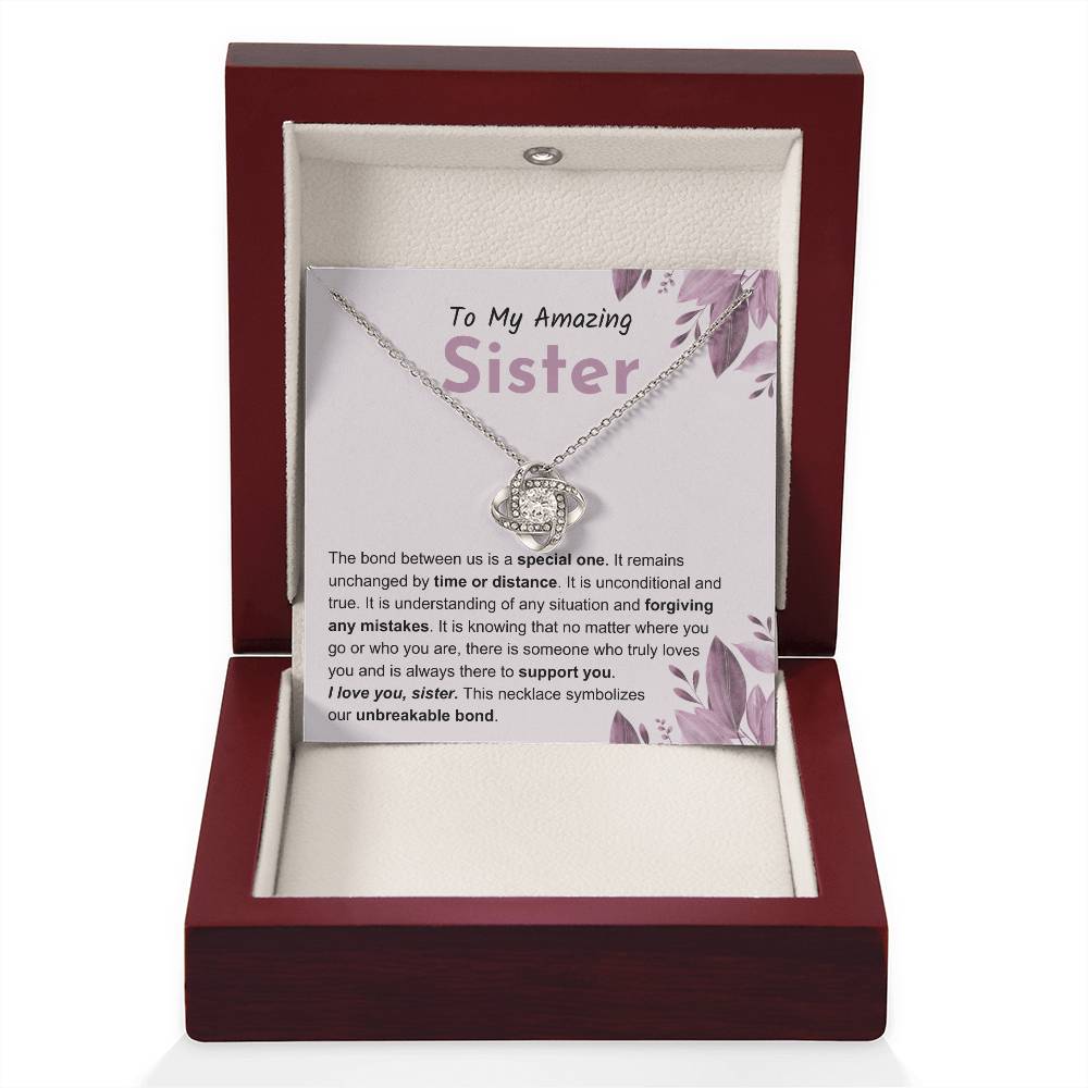 Sentimental Gift for Sister - The bond between us is a special one - Love Knot Necklace