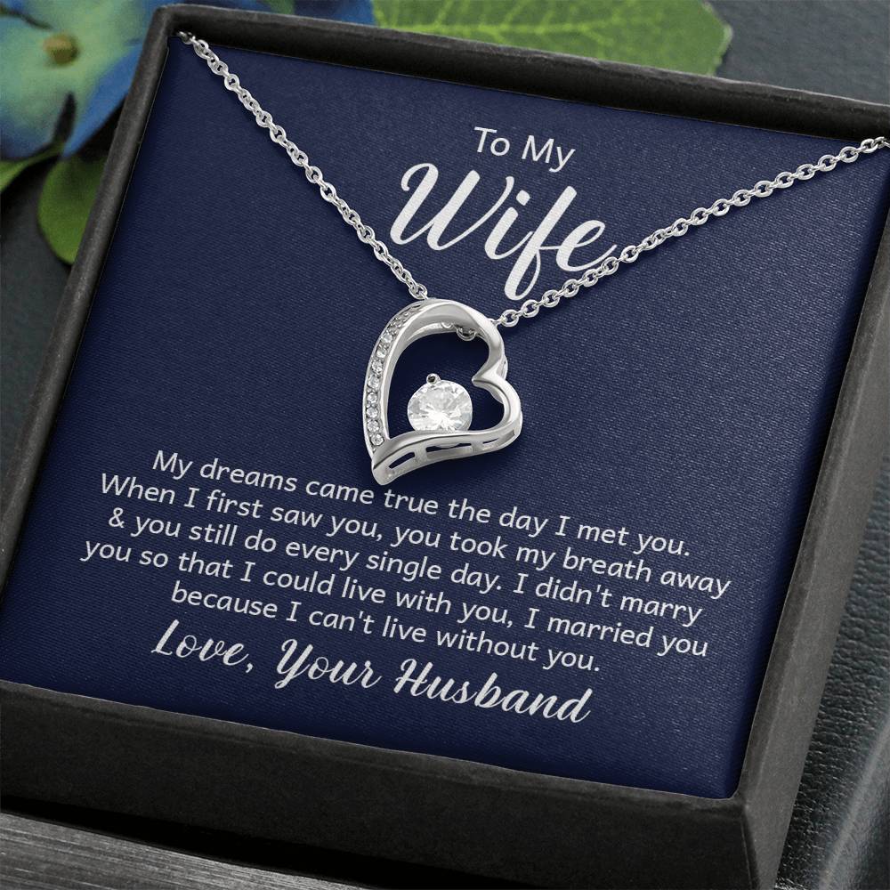 To My Wife Necklace - Romantic Anniversary & Valentine’s Day Jewelry Gift from Husband to Wife - Forever Love Necklace