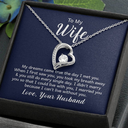 To My Wife Necklace - Romantic Anniversary & Valentine’s Day Jewelry Gift from Husband to Wife - Forever Love Necklace