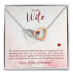 To My Wife Necklace - Emotional Love Jewelry Gift from Husband for Valentine’s Day & Birthday Happiness - Interlocking Hearts Necklace