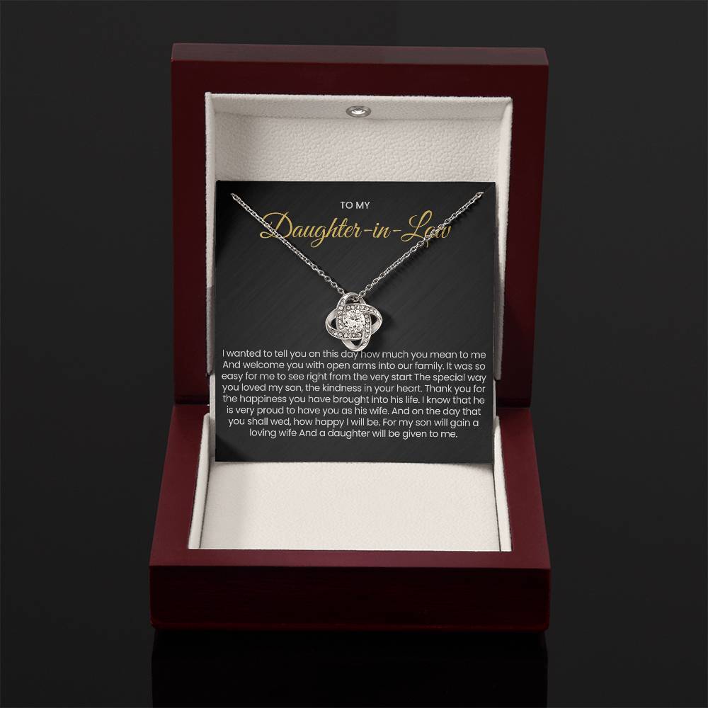 To My Daughter In Law - Love Knot Necklace - Gift for Daughter in Law