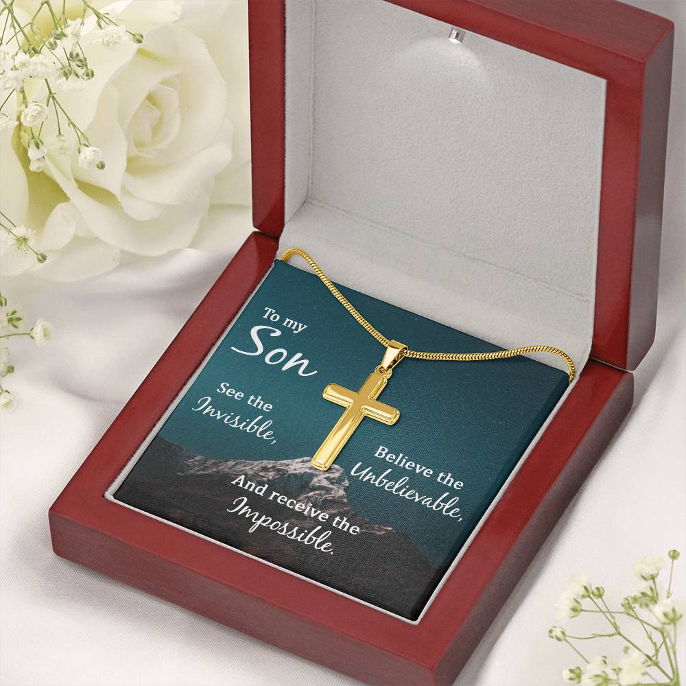 To My Son Necklace - Receive the impossible - Artisan Cross Necklace