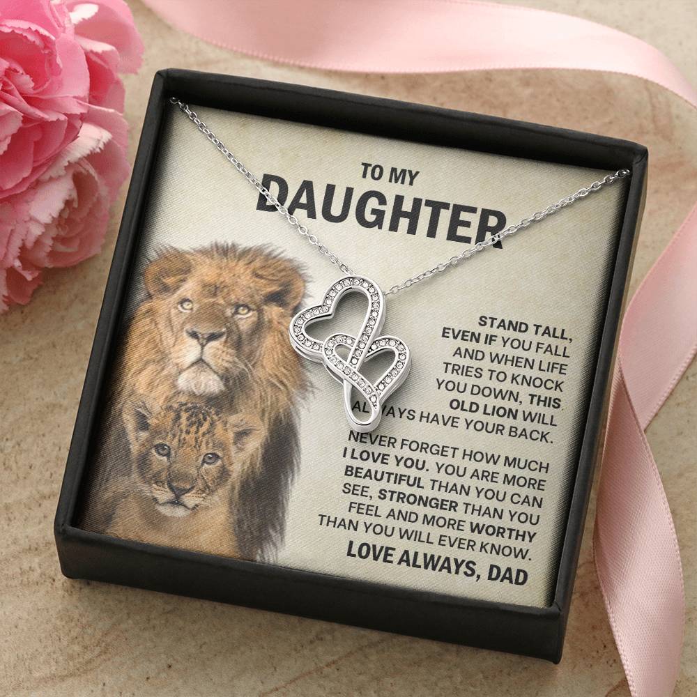 To My Daughter Necklace - Stand Tall - Dad to Daughter Gift - Heart-to-heart Pendant Necklace
