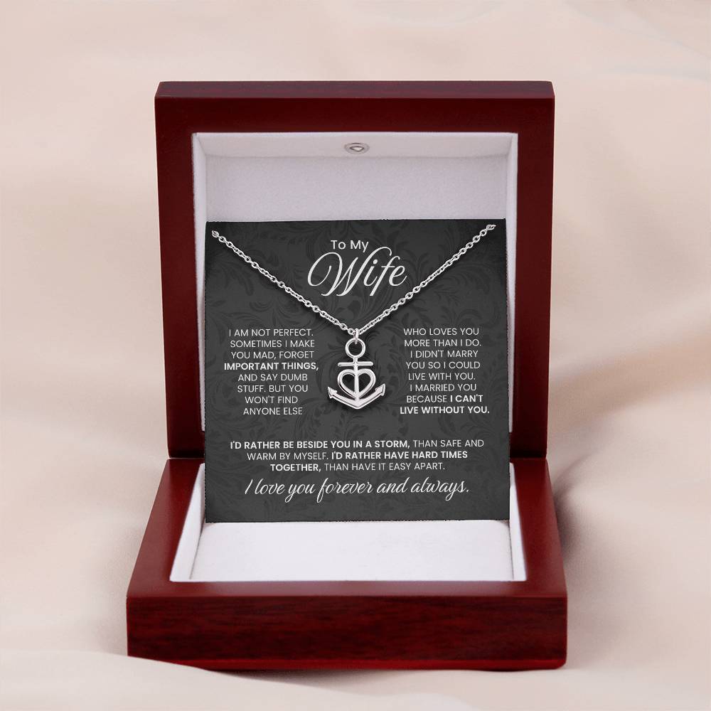Meaningful Gift for Wife - Heartfelt Jewelry from Husband for Birthday, Anniversary, Valentine’s Day, Christmas - Anchor Pendant Necklace
