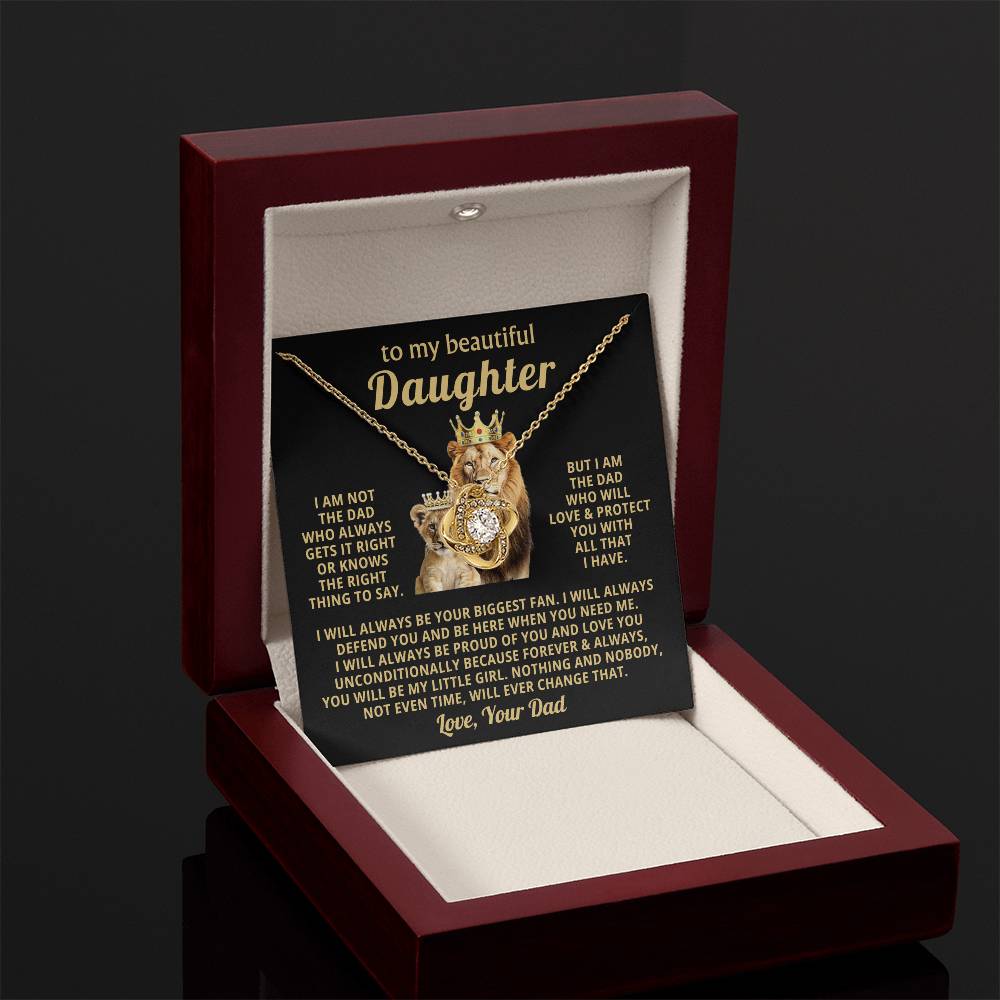 To My Daughter Necklace - Proud Dad to Daughter Jewelry for Birthday, Graduation & Special Celebrations - Love Knot Necklace