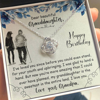 To My Granddaughter Necklace – Birthday Granddaughter Jewelry from Grandpa – Love Knot Necklace
