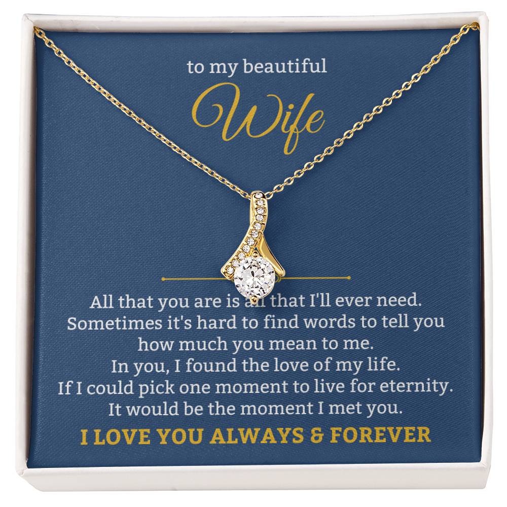 To My Beautiful Wife Necklace - Unforgettable Husband Gift, Emotional Jewelry for Anniversary & Valentine’s Day - Alluring Beauty Necklace