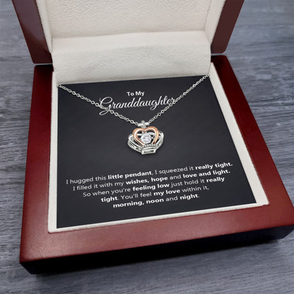 To My Granddaughter Necklace – Necklace for Granddaughter Graduation & Birthday Events – Crown Pendant Necklace