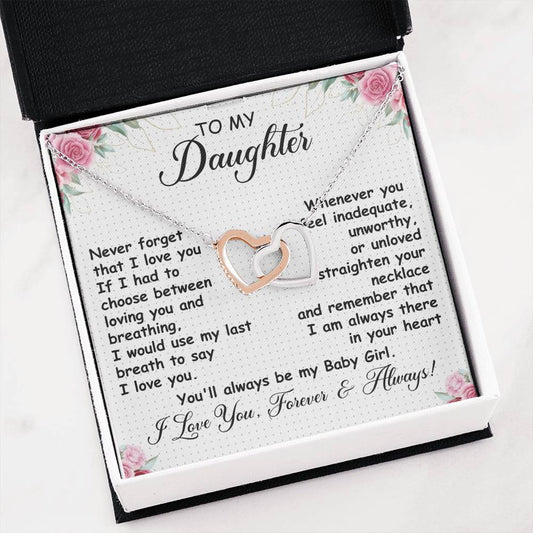 To My Daughter Necklace - Unique Daughter Gift for Christmas & Special Days - Interlocking Hearts Necklace