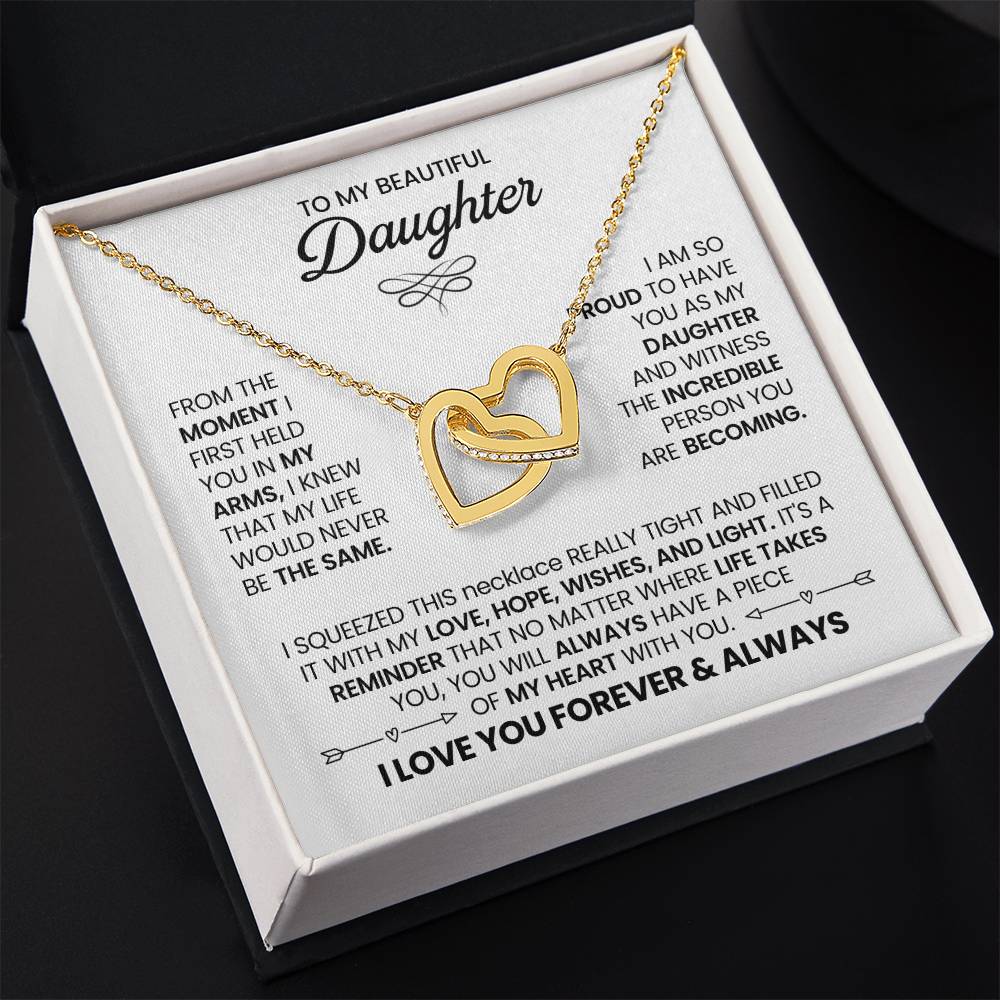 Birthday Gift for Daughter - Interlocking Hearts Necklace for Her