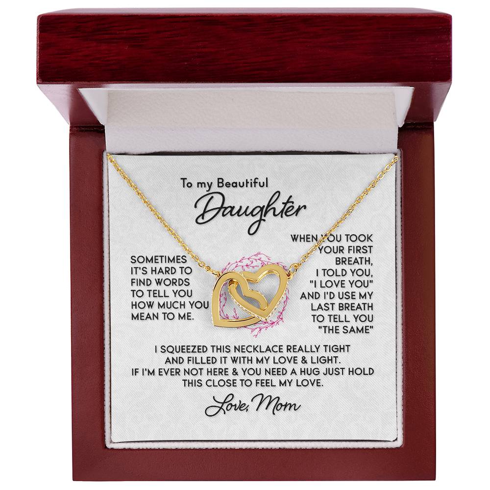 To Our Daughter Necklace – Daughter Graduation & Birthday Present from Mom and Dad – Interlocking Hearts Necklace