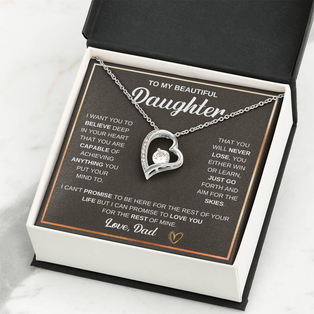 To My Daughter Necklace – Daughter Christmas Graduation Jewelry Gift – Forever Love Necklace