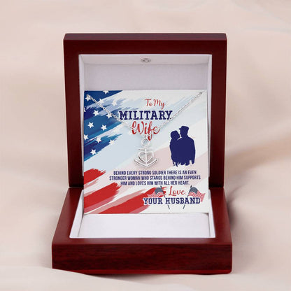 To My Military wife Gift from Husband - Anchor Pendant Necklace