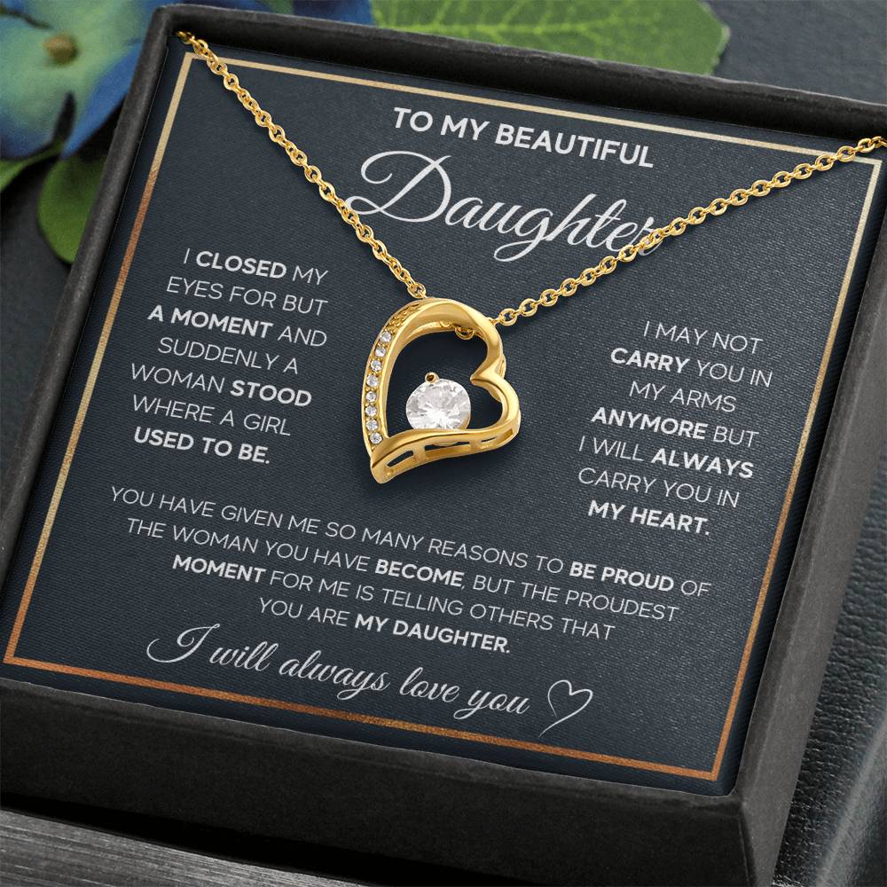 To My Daughter Necklace – Daughter Christmas Graduation Jewelry Gift – Forever Love Necklace