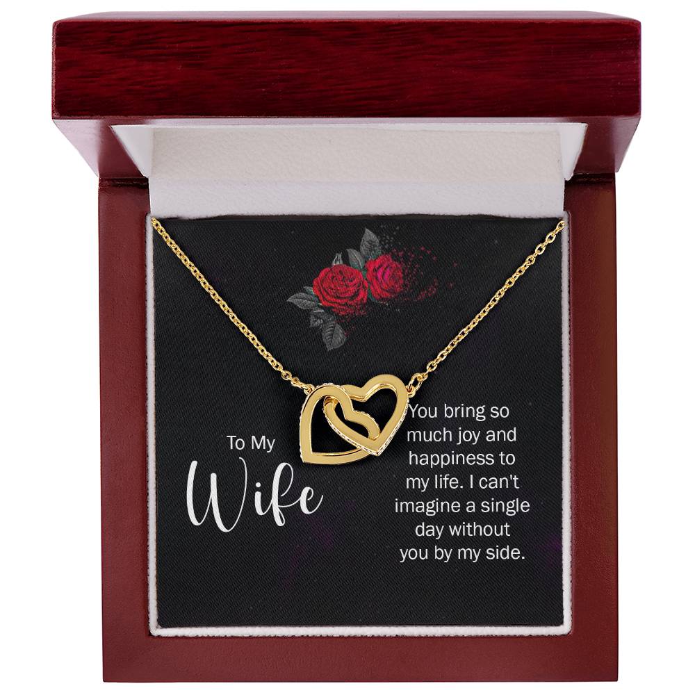 To My Wife Necklace - Romantic Birthday Jewelry Gift from Husband for Valentine’s Day & Long Lasting Memories - Interlocking Hearts Necklace