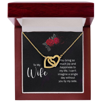 To My Wife Necklace - Romantic Birthday Jewelry Gift from Husband for Valentine’s Day & Long Lasting Memories - Interlocking Hearts Necklace