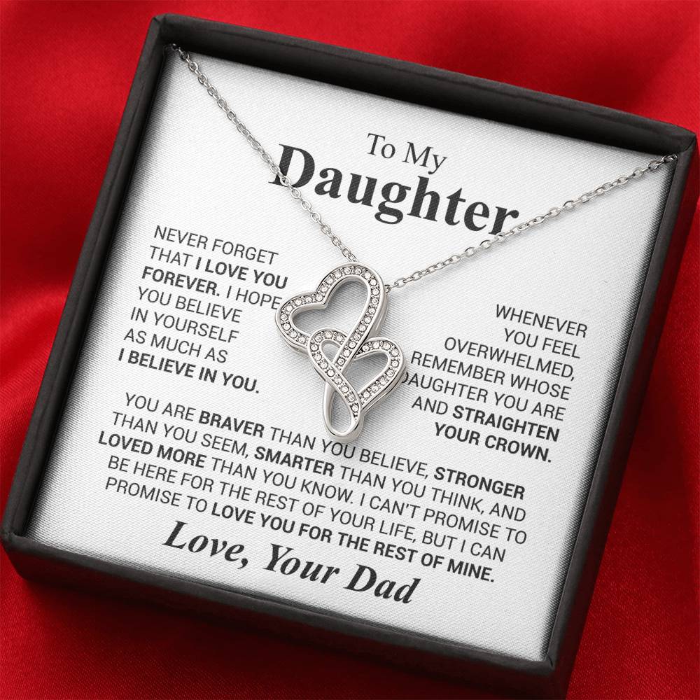 To My Daughter Necklace - Sentimental Surprise Gift from Dad - Heart-to-heart Pendant Necklace