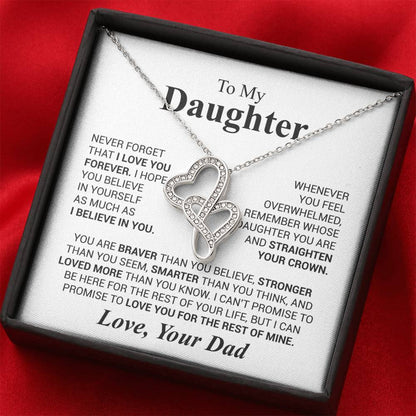 To My Daughter Necklace - Sentimental Surprise Gift from Dad - Heart-to-heart Pendant Necklace