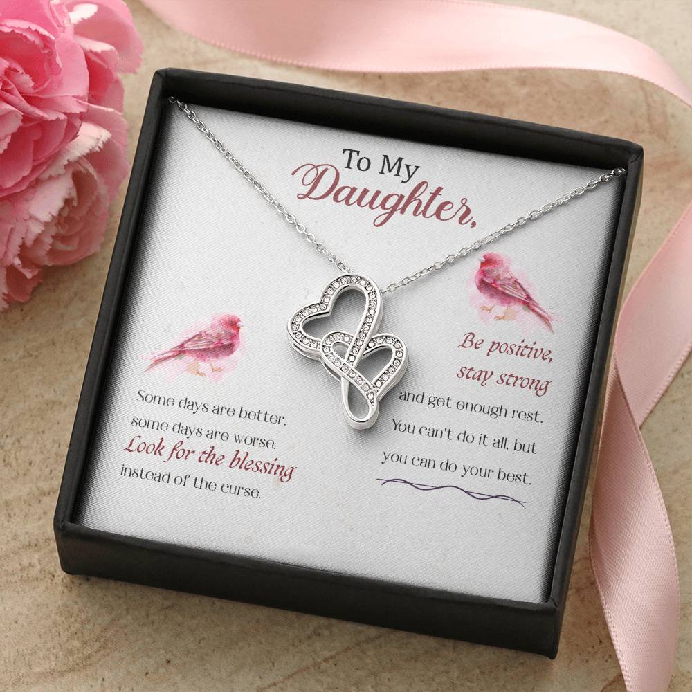 To My Daughter Necklace – Birthday Christmas Gift Necklace for Daughter – Heart-to-heart Pendant Necklace
