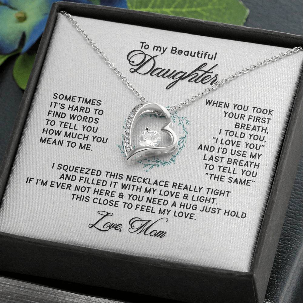To My Daughter Necklace – Graduation & Christmas Gift from Mom – Forever Love Necklace