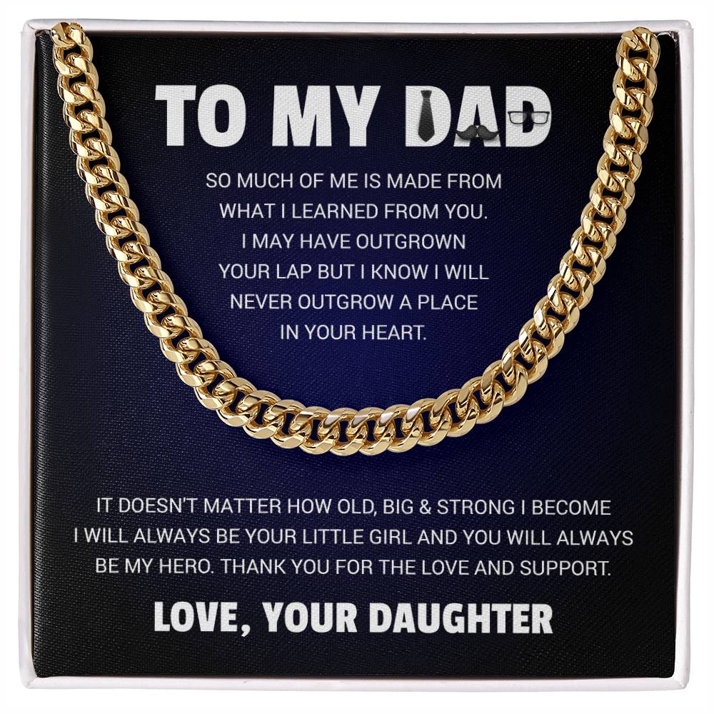 To My Dad Necklace Gift from Daughter - Cuban Link Chain