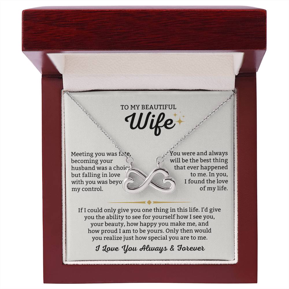 To My Wife Necklace - Meaningful Gift Idea from Husband, Romantic Jewelry for Valentine’s Day & Anniversaries - Endless Love Necklace