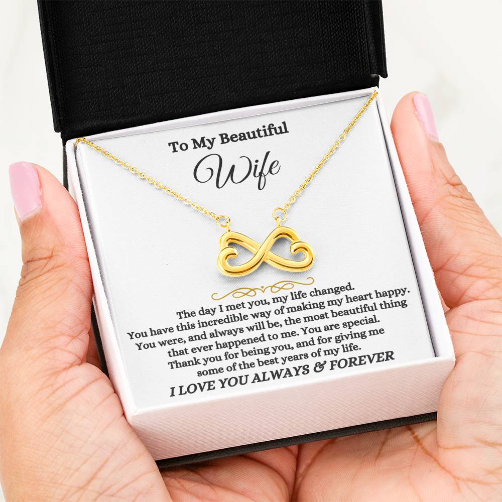 To My Wife Necklace - Perfect Gift for Wife from Husband, Romantic Jewelry for Birthday & Valentine’s Day - Endless Love Necklace