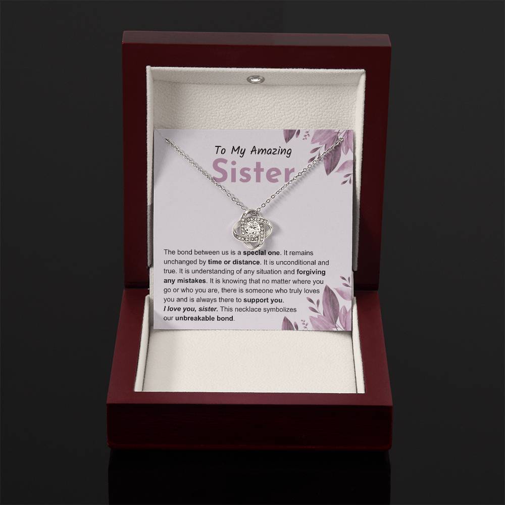 Sentimental Gift for Sister - The bond between us is a special one - Love Knot Necklace
