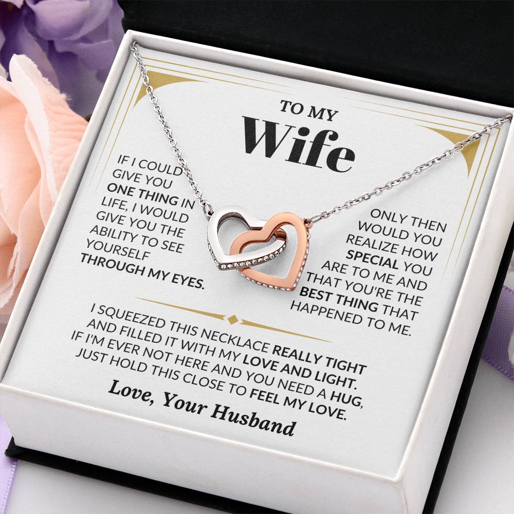 To My Wife Necklace - Romantic Birthday Gift from Husband - Interlocking Hearts Necklace