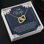 To My Wife Necklace - Perfect Romantic Surprise from Husband for Anniversary, Birthday & Valentine’s Day - Interlocking Hearts Necklace