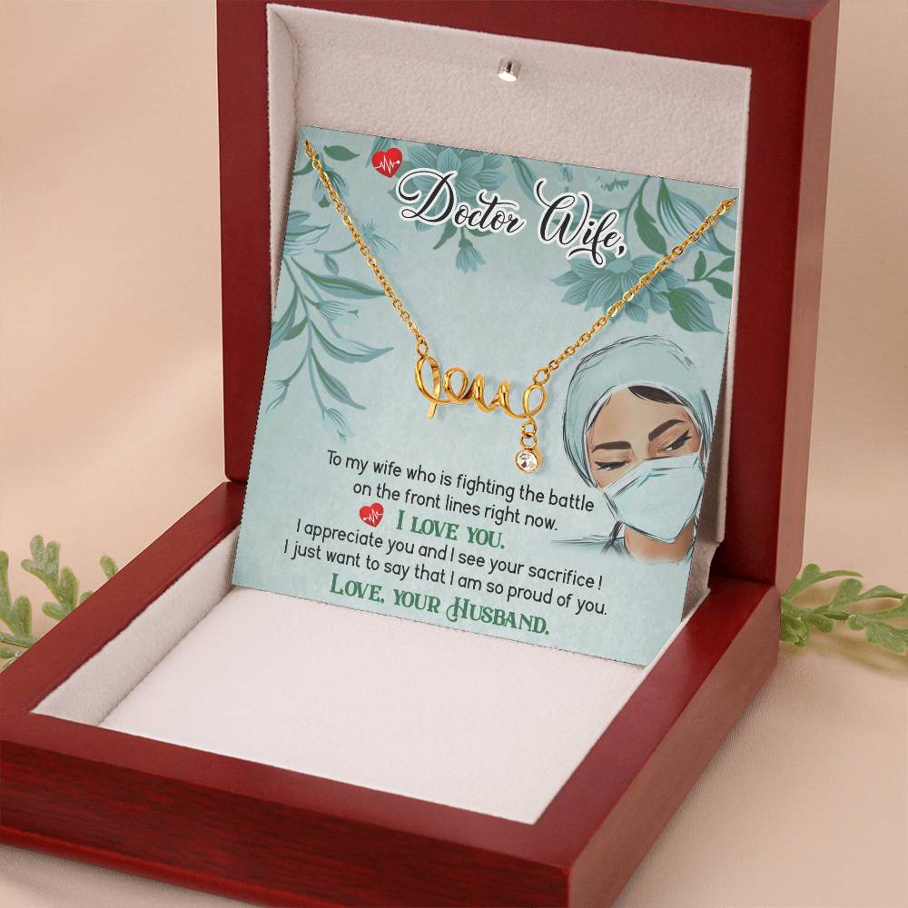 To My Doctor Wife Gift from Husband - Scripted Love Necklace