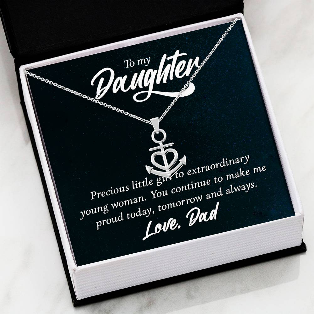 To My Daughter Necklace - Emotional Jewelry from Dad to Celebrate Love Every Day & Always - Anchor Pendant Necklace