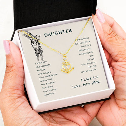 To My Daughter Necklace - Sentimental Birthday Gift from Mom - Anchor Pendant Necklace