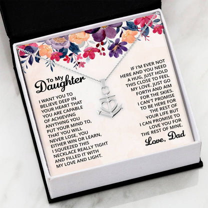 To My Daughter Necklace - Best Proud Dad Jewelry Gift for Daughter’s Special Days & Celebrations - Anchor Pendant Necklace