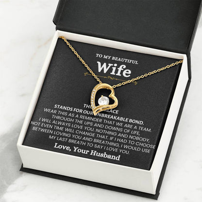To My Beautiful Wife Necklace - Loving Husband Gift for Christmas, Valentine’s Day & Birthday Celebrations - Forever Love Necklace