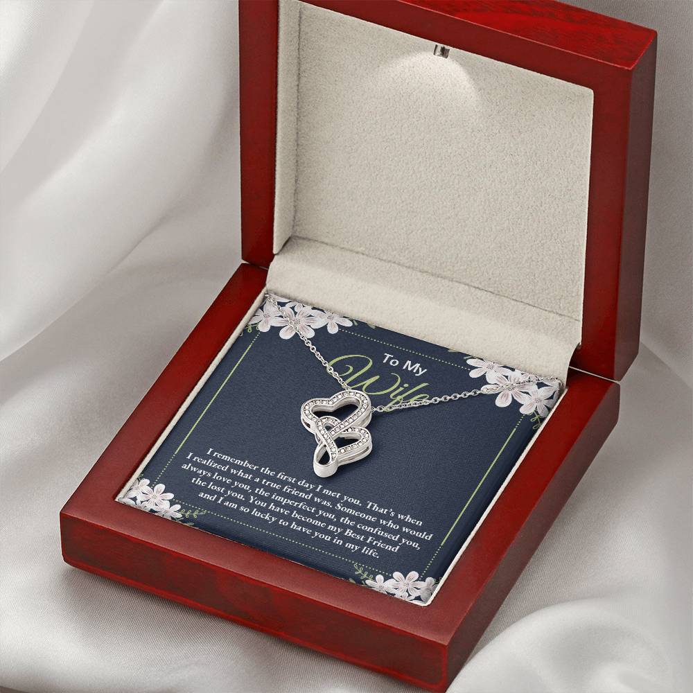 To My Wife Necklace - Meaningful Romantic Gift for Wife from Husband for Valentine’s Day & Forever Love - Heart-to-heart Pendant Necklace