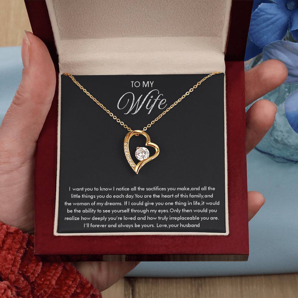 To My Wife Necklace - Beautiful Wife Jewelry Gift for Birthday, Valentine’s Day & Special Romantic Moments - Forever Love Necklace