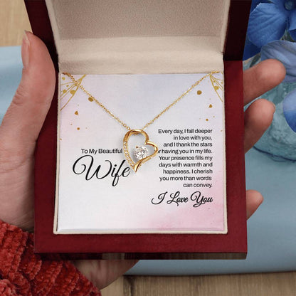 To My Beautiful Wife Necklace - Meaningful Romantic Gift for Wife from Husband for Valentine’s Day & Forever Love - Forever Love Necklace