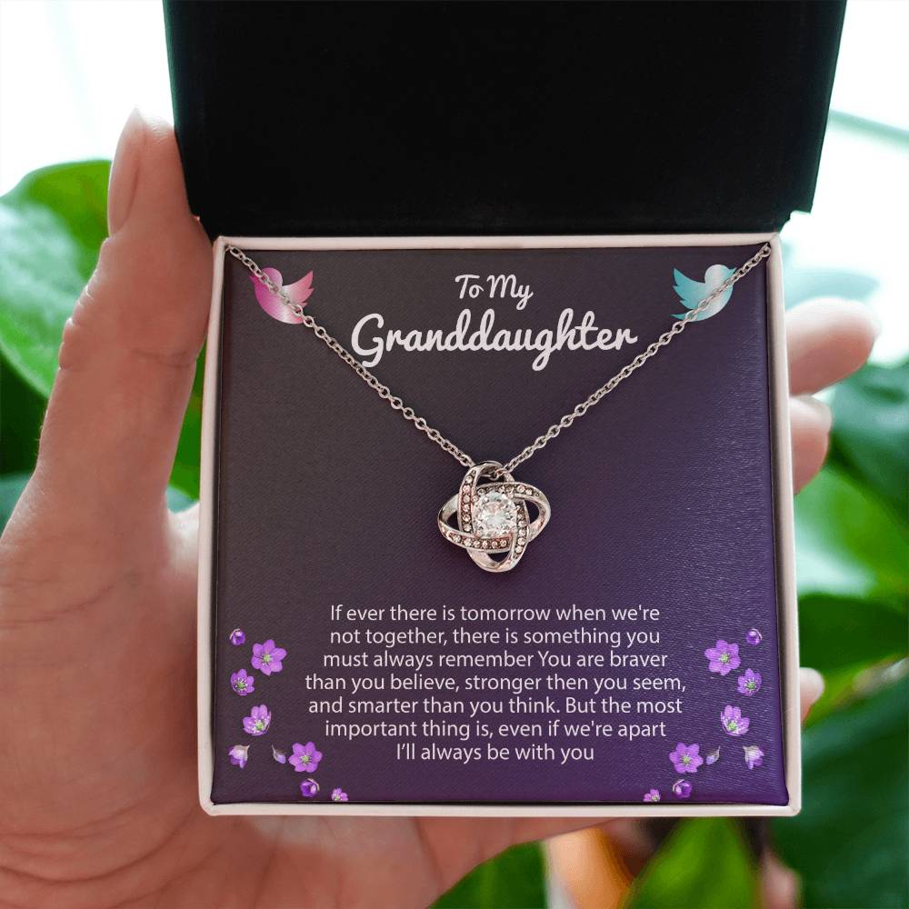 To My Granddaughter Necklace – Granddaughter Special Moments: Birthday & Graduation – Love Knot Necklace