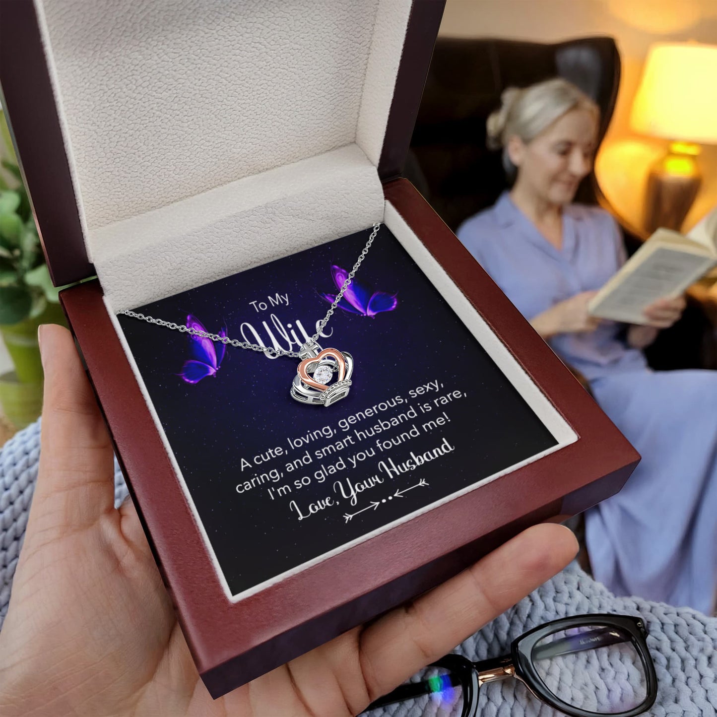 To My Wife Necklace - Sentimental Jewelry Gift from Husband for Birthday, Valentine’s Day & Anniversary - Crown Pendant Necklace