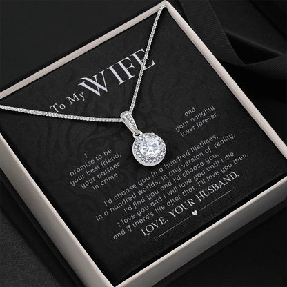 To My Wife Necklace - Cherished Wife Gift from Husband for Anniversary, Valentine’s Day & Beautiful Life Moments - Eternal Hope Necklace