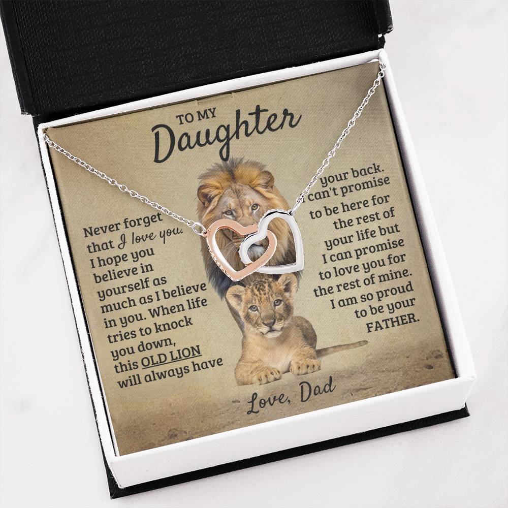To My Daughter Necklace - I am so proud to be your father - Daughter Gift from Dad - Interlocking Hearts Necklace
