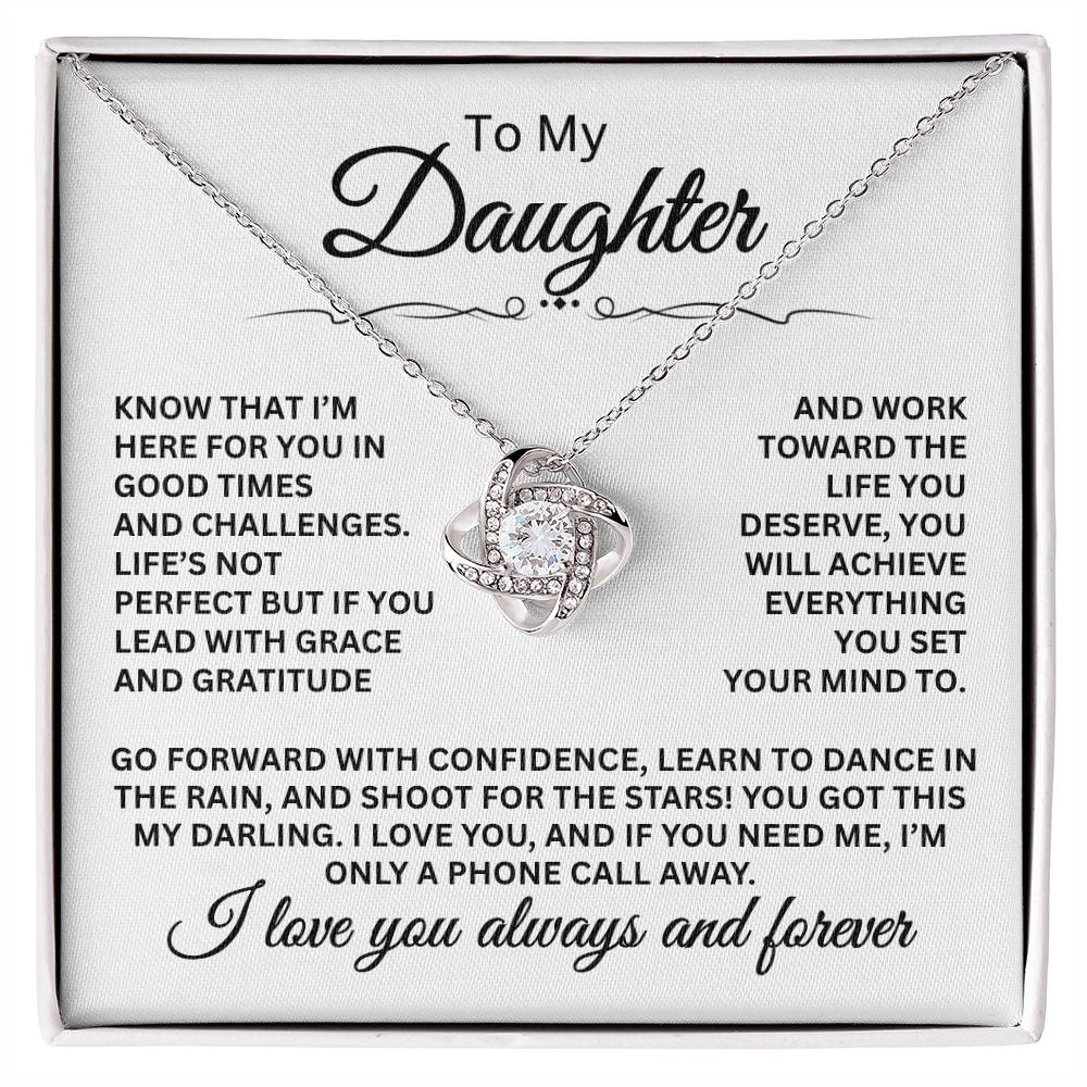 To My Daughter Necklace – Daughter Christmas Graduation Jewelry Gift – Love Knot Necklace