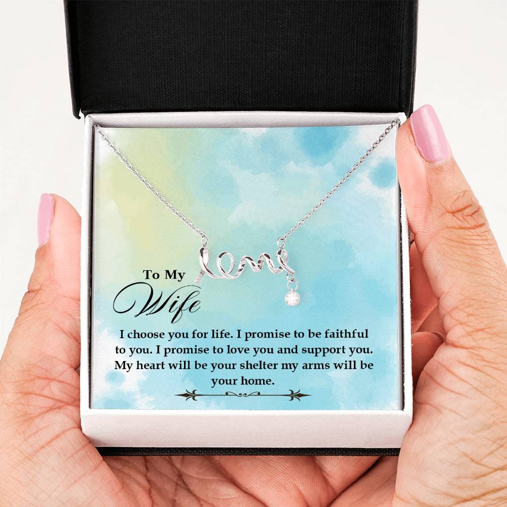 Romantic Love Gift for Wife - Heartfelt Jewelry from Husband - Scripted Love Necklace
