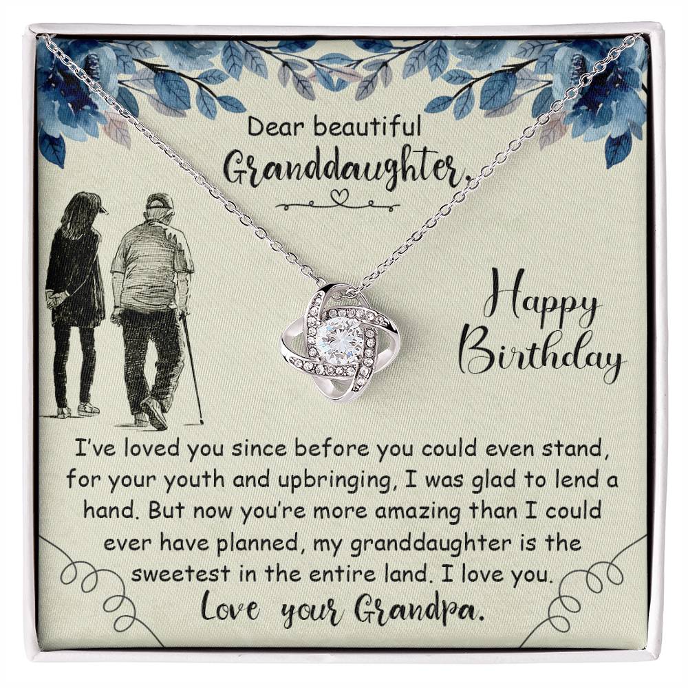 To My Granddaughter Necklace – Birthday Granddaughter Jewelry from Grandpa – Love Knot Necklace