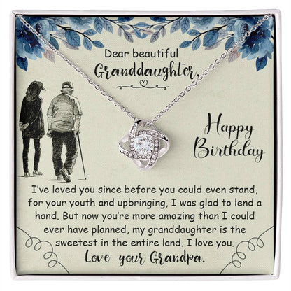 To My Granddaughter Necklace – Birthday Granddaughter Jewelry from Grandpa – Love Knot Necklace