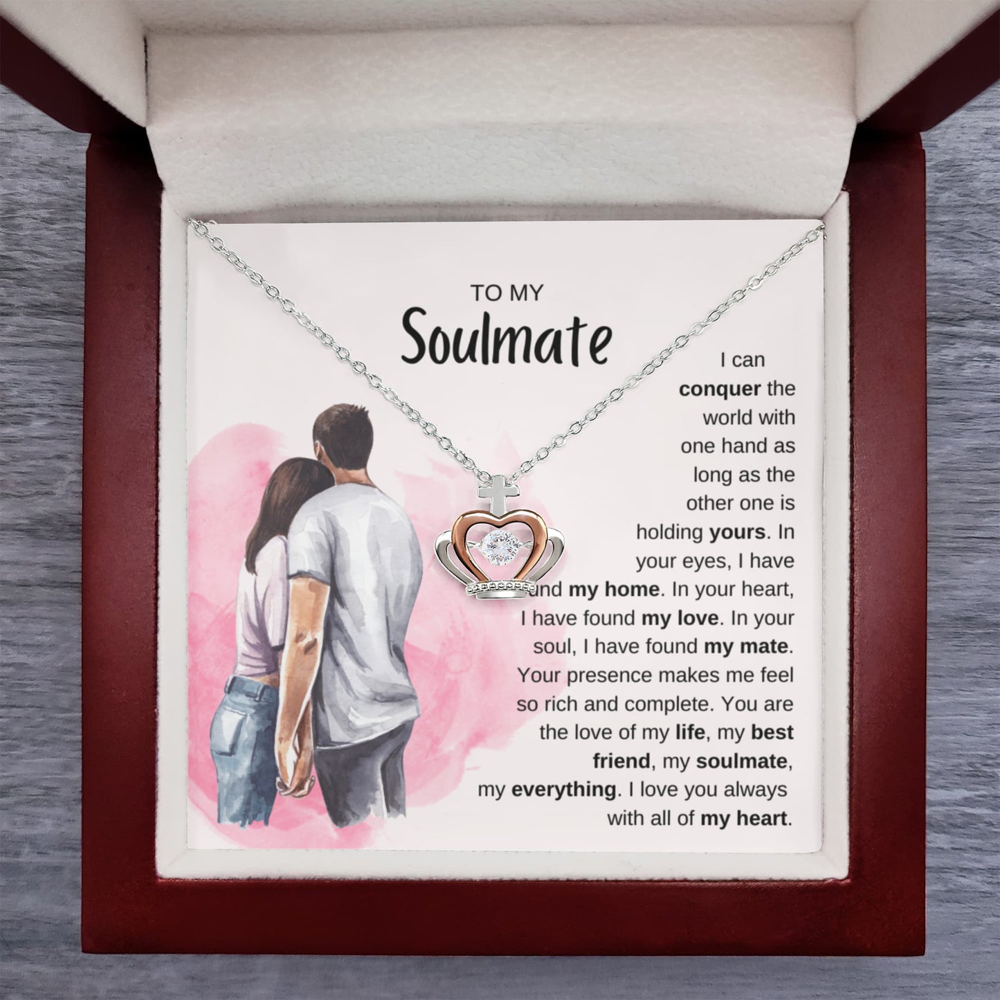 To My Soulmate Necklace - Best Soulmate Gift Idea for Valentine’s Day & Everyday Romance - Crown Pendant Necklace