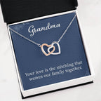 Grandma - Your love is the stitching - Gift for Grandmother - Interlocking Hearts Necklace